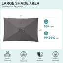 HASLE OUTFITTERS Rectangular Patio Umbrella, 6.5 x 10 ft Rectangle Table Umbrellas w/Heavy Duty Ribs, Effortless Crank and Push Button Tilt, Wind Resistant Sun Umbrella for Outdoor Patio, Gray