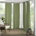 Elrene Home Fashions Matine Weatherproof Tab-Top Indoor/Outdoor Solid Color Curtain Panel for Porch, Pergola, Patio, Deck, 52W x 95L, Green