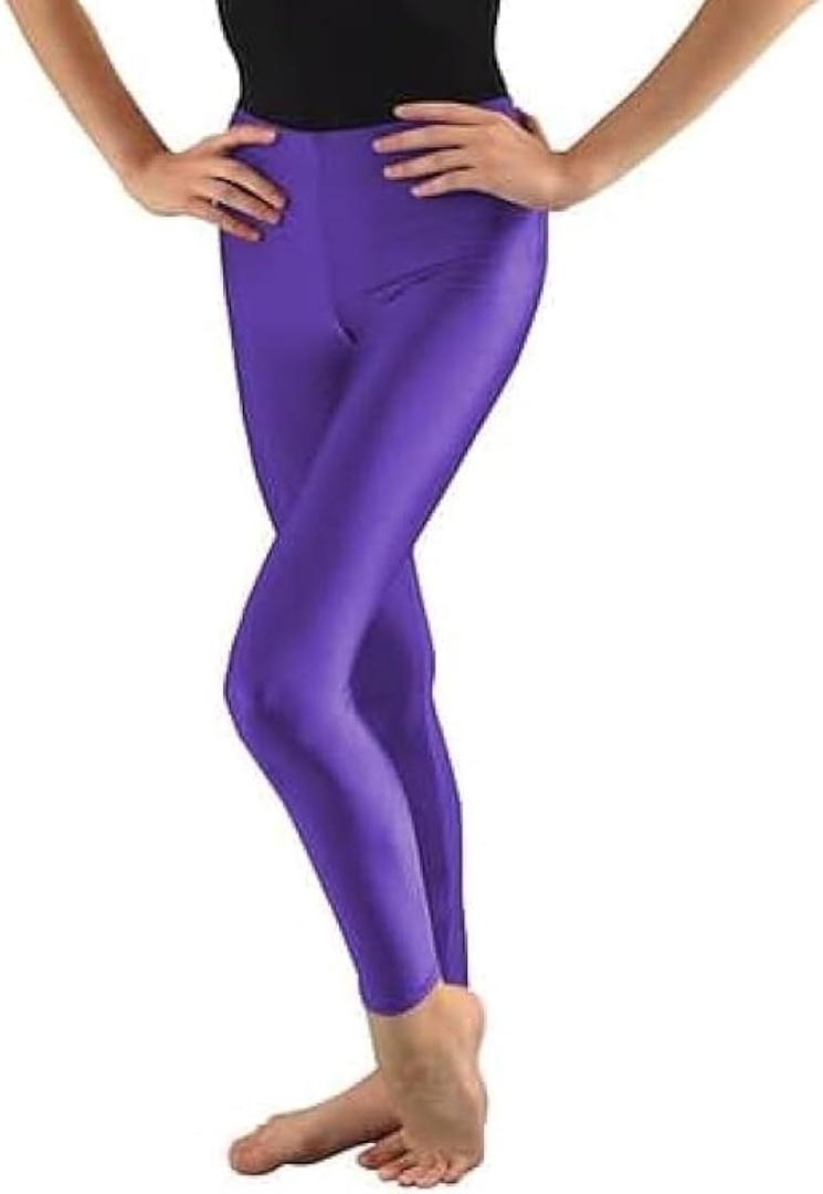 Wildarms Girls Leggings - Shimmer Dance Pants for Festive Wear for Yoga, Workouts,Casual wear (US, Numeric, 10, Regular, Regular, 1, Purple)