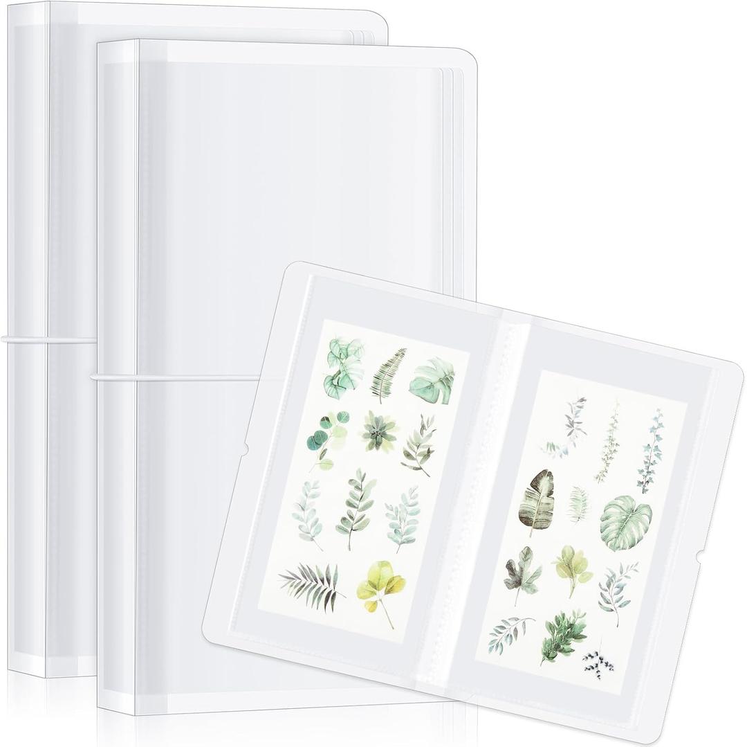 2 Pack 4.8 x 9.6 Large Clear Storage Sticker Organizer Storage Binder Book Reusable Storage Book Collection Album for Planner Scrapbook Stickers Displaying Double-sided 50 Pages
