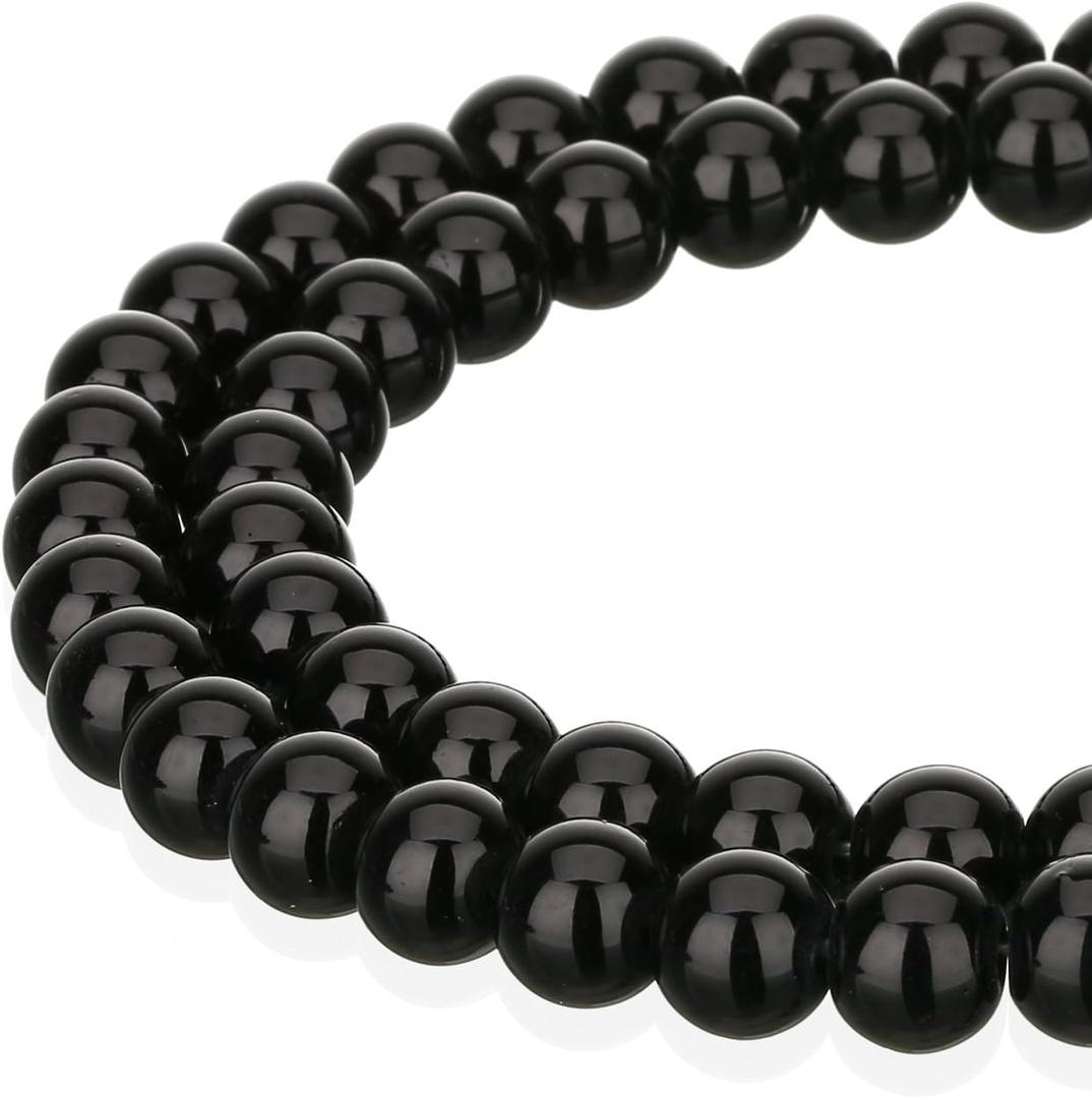 RUBYCA 1 Strand 12MM Jade Imitation Round Painted Coated Glass Beads for DIY Jewelry Making Black RUBYCA 1 Strand 12MM Jade Imitation Round Painted Coated Glass Beads for DIY Jewelry Making Black