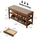 Shoe Bench with Storage, Wooden Shoe Storage Bench with Cushion&Hidden Drawer, 2-Tier Shoe Rack Bench for Entryway, Mudroom, Hallway, 39.4"W x 13.6"D x 21.3"H