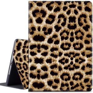 for iPad mini 6 Case, for iPad mini 7 Case 8.3 inch Lightweight Protective PU Leather Smart Stand Cover with Auto Wake Sleep Cover for iPad mini 6th/7th Gen - Cute Leopard Print