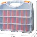 Makitoyo Hardware Storage Box Tools Organizer Container with Handle and Clear Lid, 21 Adjustable Compartments and 2 Fixed Sections,Perfect for Screws,Nuts, Bolts and Small Parts,15"L x 12.9"W x 2.9"H