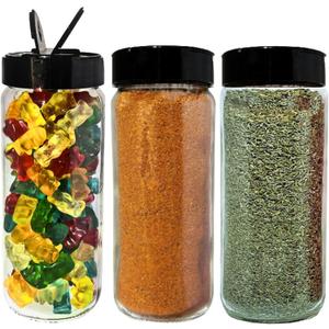 JARMING COLLECTIONS 16oz Glass Spice Shakers with Lids  Set of 3 Large Seasoning Containers with Shaker Tops for Kitchen, Pantry & Herb Storage (3 pack)