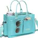 ZHMO Canvas Tote Bag for Women,Women's Bags Crossbody Bags Work Laptop Tote Bag Large Handbags Purse for Travel Nurse Teacher (New Upgrade Plus Green With Compartments and Inner Cup Holder)