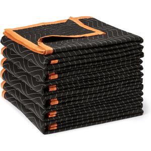Amazon Basics Reinforced Tear-Resistant Moving Blankets, 72" x 40", Black, 6-Pack