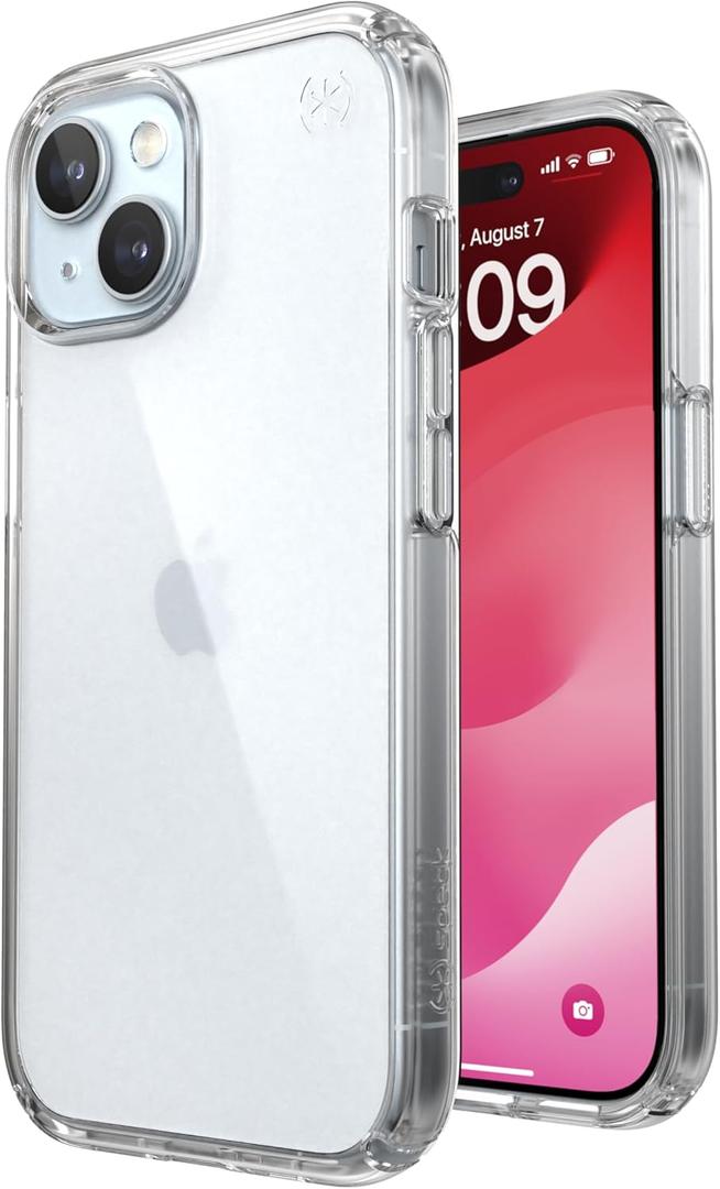 Speck Clear iPhone 15 Case - iPhone 16e Case - Slim Phone Case iPhone 15-6.1 inch - Compatible with iPhone 14 and 13 Case - Presidio Clear/Clear