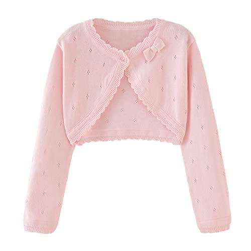 Toddler Girl Cardigan Sweater Bolero Shrug Baby Little Kids Long Sleeve Dress Up Button Closure Tops Winter Clothes Pink: Clothing, Shoes & Jewelry size 120
