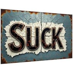 Suck Vintage Metal Signs Rustic Tin Signs 12x8in for Man Cave & Home Bar 2 PACK