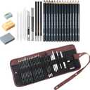 Drawing Pencils, 24pcs Sketching Pencils Set with Graphite Pencils 12B 10B 8B 7B 6B 5B 4B 3B 2B B HB 2H 4H 6H and Charcoal Pencils for Drawing, Gift for Beginners or Artists