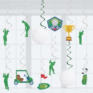 Golf Party Decorations Golf Birthday Hanging Swirls, Assembled and Ready to Use, Let's Partee Party Decor Supplies Boys Hanging Swirl Party Streamers 24pcs Golf Sports Themed Party Decor Banner