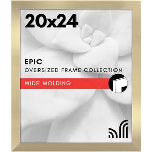 Americanflat 20x24 Picture Frame with Polished Plexiglass - Gold Picture Frame - Wide Photo Frames Made of Engineered Wood for Vertical or Horizontal Wall Display - Epic Collection - Gold