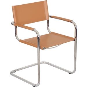 Breuer Chair Company Mart Stam Cantilever Armchair Arm Chair w/Chrome Steel Frame & Bonded Leather (Brown)