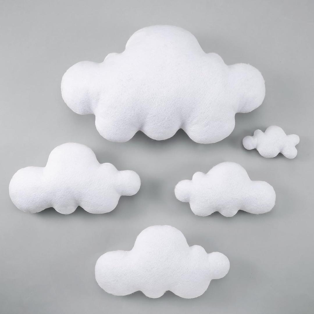 5 x Hahafelt 5 Pack Cloud Decor Artificial 3D Fake Cloud Shape Props for Baby Nursery Room Wall Decorations DIY Decorative Ceiling Hanging Ornament for Baby Shower Decor