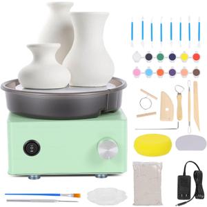 Olenyer Pottery Wheel for Kids: 6" Turntable 2-Way Rotation Mini Pottery Wheel, Removable Tray, Metal Frame, Christmas Gifts Pottery Kit for Beginners Teens Adults