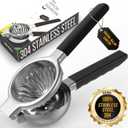 Stainless Steel Lemon Squeezer - Metal Citrus Juicer - Lime Lemon and Fruit Juicer with Silicone Handles - Large Manual Citrus Press Juicer - Hand Held Squeezer - Ergonomic Design with Solid (Black)