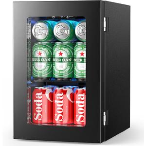 Electactic 24 Cans Beverage Refrigerator Cooler, Mini Fridge Countertop Drink Cooler for Soda, Canned Beer, Adjustable Digital Temperature Control for Home Dorm Office, Black, Set name: 0.6 cu.ft