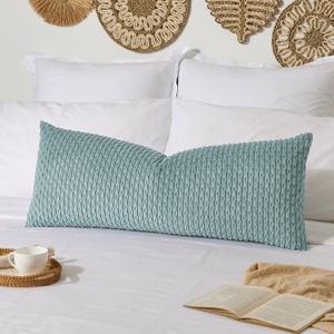 Kevin Textile 20x54 Inch Long Body Lumbar 1 Pack Boho Decorative Throw Pillow Cover Soft Striped Corduroy Rectangle Cushion Case Farmhouse Accent for Living Room Couch Sofa Bed, Dusty Green