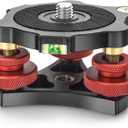 CAVIX Camera Leveler Tripod Leveling Base Tri-Wheel Head for Macro Photography Aluminum w Bubble Level 3 Axis Level with +/-5 Degree Precision Adjustment for DSLR Camera Rotator Panoramic Head LP-64