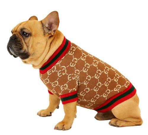 Everything Chic Luxury Dog Sweater – Soft Knit Designer Pet Outfit for Small Dogs & Puppies, Stylish Warm Clothing for Yorkies, Chihuahuas, Dachshunds, Maltese, French Bulldog (S, Gucchewi)