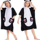 OLAOLA Panda Hooded Kids Beach Towels for 3-12 Years Boys Girls, Soft Absorbent Kids Hooded Bath Towel Wrap, Toddler Pool Swim Towel with Hood