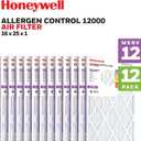 Honeywell 16x25x1 MERV 12 Electrostatic Pleated HVAC AC Furnace Air Filter (12-Pack) | Replacement Filter for Home Use | Made in USA