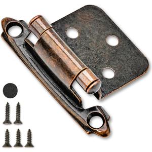 50 Pack 25 Pairs 1/2" Overlay Cabinet Door Hinges - Oil Rubbed Bronze Self Closing Hinges