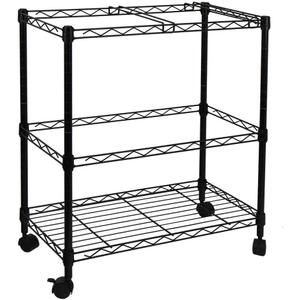 Oceanstar Portable 2-Tier Metal Rolling File Cart, Black