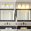 EJIAXIN 3-Light Bathroom Light Fixtures - Gold Bathroom Vanity Lights with Glass Shade Modern Bathroom Lighting Fixtures Over Mirror - Wall Sconce Lamps for Bedroom,Living Room,Hallway