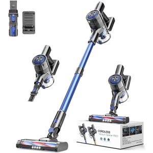 Cordless Vacuum Cleaner, Vacuum Cleaner for Home with 80000 RPM High-Speed Brushless Motor, Up to 40 Mins Runtime, 2 Adjustable Suction, Anti-Tangle