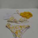 SHENHE Women's 3 Piece Floral Bikini Set with Wrap Coverup Halter Triangle Swimsuits L