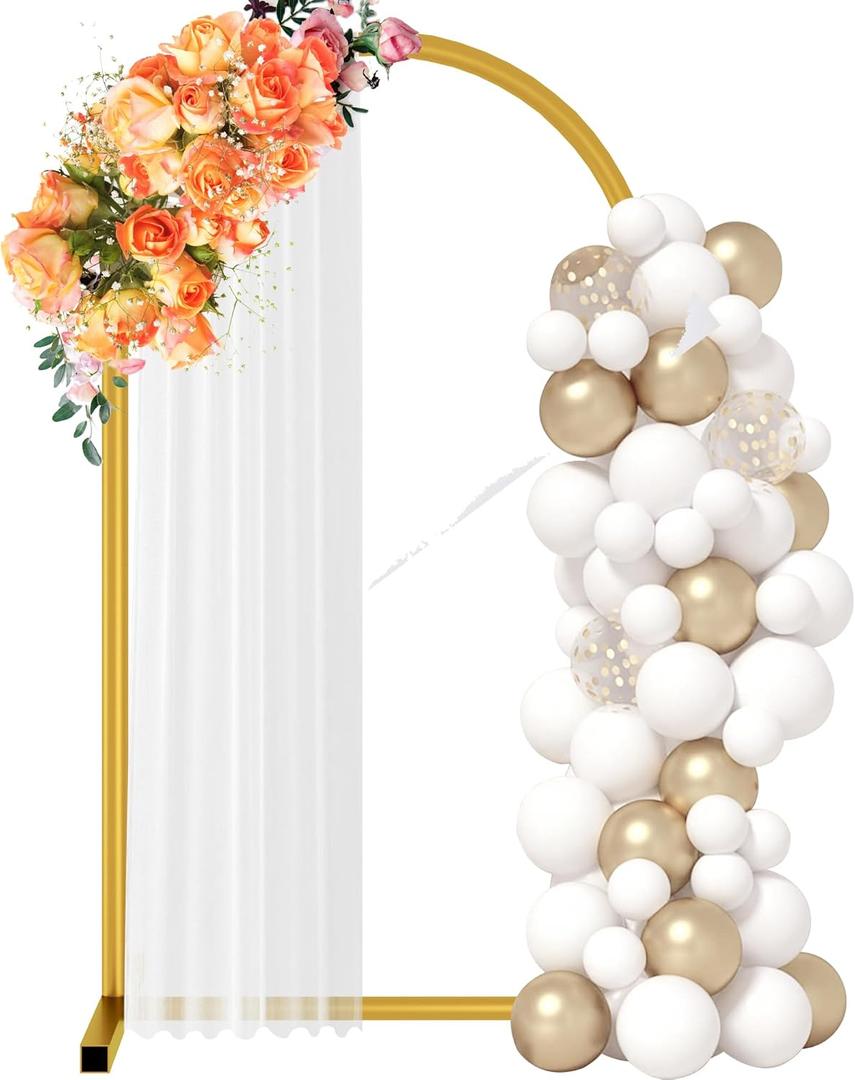 6.5 ft Gold Metal Balloon Arch Stand, Arch Backdrop Stand with Stable Base,Easy-to-Install Wedding, Birthday, Baby Shower & Garden Party Decoration