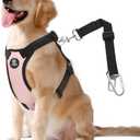 Dog Seat Belt, Safety Vest Dog Car Harness with Adjustable Buckle Dog Seat Belt for Vehicle Nylon Pet Safety Seat Belts Heavy Duty(L, Pink)