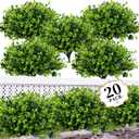 ColoPlay 20 Bundles Artificial Greenery Boxwood Plants, Fake Plant for Garden Porch, Window Box, Home Wedding, Farmhouse, and Indoor Outdoor Decoration