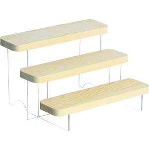 Figure Display Stand Acrylic Display Riser for Collectibles, Wood Tiered Display Shelf Organizer for Products (A-3Tier-7.87inch)