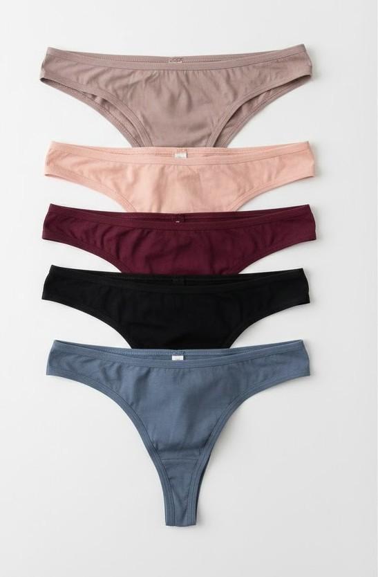 Kalon 5 Pack Women's Nylon Spandex Thong Underwear, XXXL