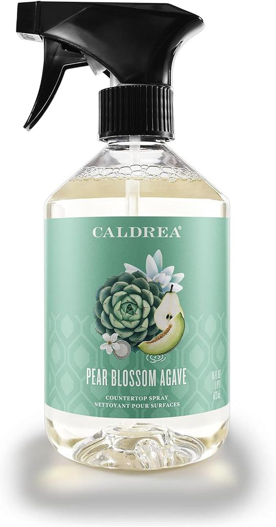 Caldrea Multi-surface CounterTop Spray Cleaner, Made With Vegetable Protein Extract, Pear Blossom Agave Scent, 16 Oz