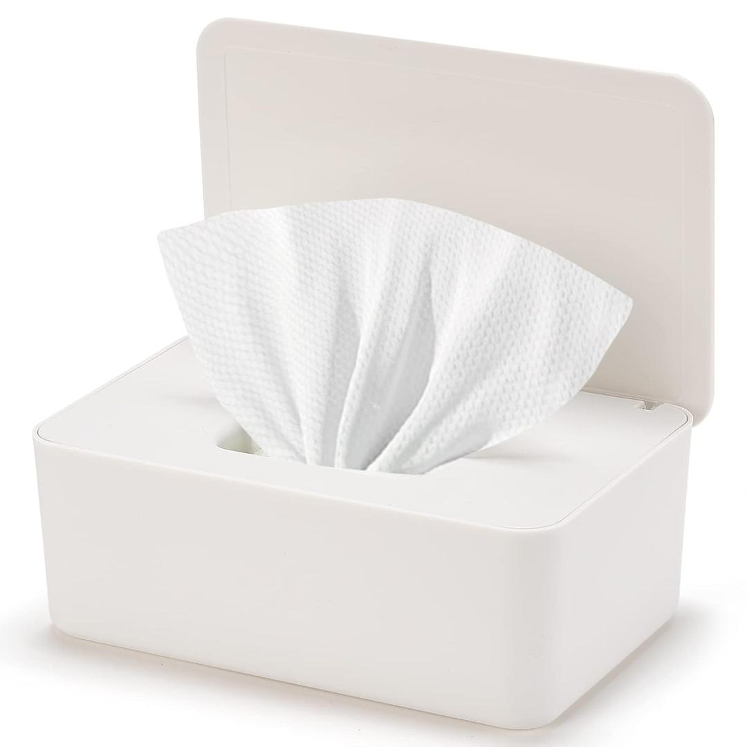Baby Wipes Dispenser, Wipe Holder for Baby & Adult,Keeps Wet Tissue Fresh, Non-Slip Wipes Case, Flushable Wipe Container with Sealing Design Lid