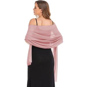 Shawls and Wraps for Evening Dresses Sheer Chiffon Women Elegant Soft Silky Wraps Wedding Bridal Scarf (79*26, Dusty Rose)