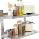 Stainless Steel Shelf, 23.6" x 12.6" Commercial Floating Wall Shelf with Brackets, 110Lb Capacity, Adjustable Double-Layer Metal Heavy Duty Storage Rack for Restaurant, Kitchen, Home, Bathroom