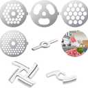 7 Pieces Meat Grinder Blades Plate Discs Stainless Steel Food Knife Cutter Meat Grinder Replacement Parts for KITOART Meat Grinder Attachment
