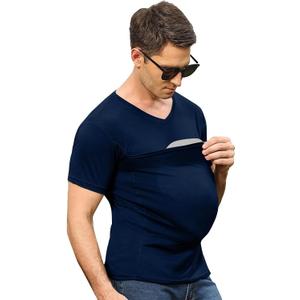 Mens Dad Shirts Baby Carrier Shirt Short Sleeve Skin to Skin New Dad Gifts T-Shirt with Pocket (XX-Large, Navy)