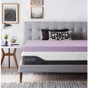 LUCID 4 Inch Lavender Infused Memory Foam Mattress Topper - Ventilated Design - Queen Size