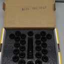 Dynofit 14x1.5 Spline Lug Nuts Compatible with Chevy Silverado 1500 GMC Sierra Ford,Aftermarket Wheel Lug Nuts Set for F150 2015-2024, 24PCS Black Truck Nuts Sets Include 1 Socket Key for Fuel Wheel