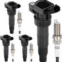 HQPASFY UF611 Ignition Coils Pack & Iridium Spark Plugs Set of 4 Compatible with Kia Sorento Forte Koup Optima Sorento Sportage Rondo, Hyundai Genesis Equus Tucson Santa Fe Replaces# 5C1880, GN10568