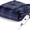 Sunbeam Royal Ultra Rodeen Blue Plaid Heated Personal Throw / Blanket, Cozy-Warm, Adjustable Heat Settings