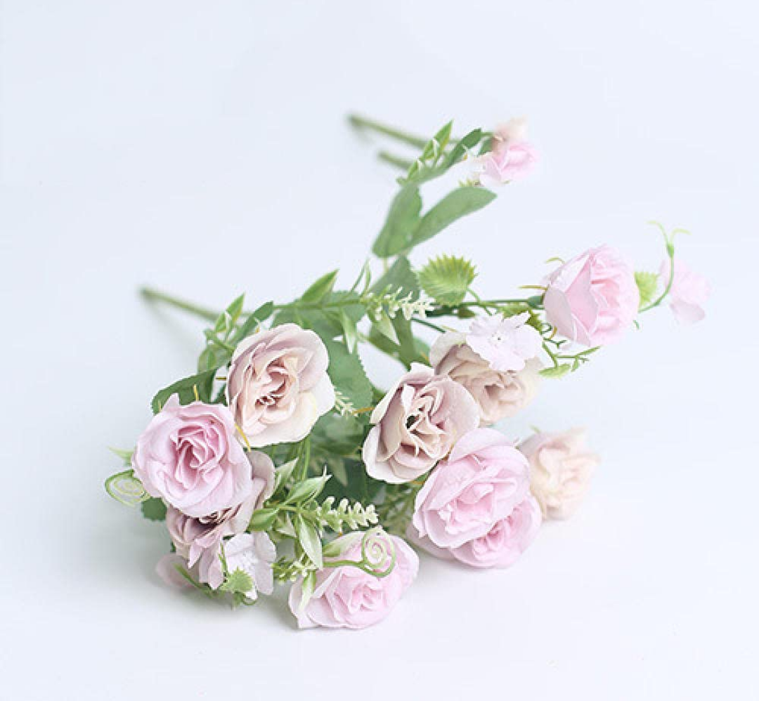 Fork Rose Simulation Flower, Wedding Flower Decoration-B,Artificial Flowers for Decoration,Hanging Plants Garden Porch