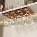 4Pack Wine Glass Rack, Punch-free Under Cabinet Stemware Rack for Kitchen and Bar (Amber)