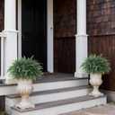 FOTEEWL Artificial Ferns Potted Plant for Front Door Decoration - 2 Sets UV Resistant Realistic Bush Faux Greenery Fern Potted Fake Plants for Home Garden Porch Farmhouse Decor